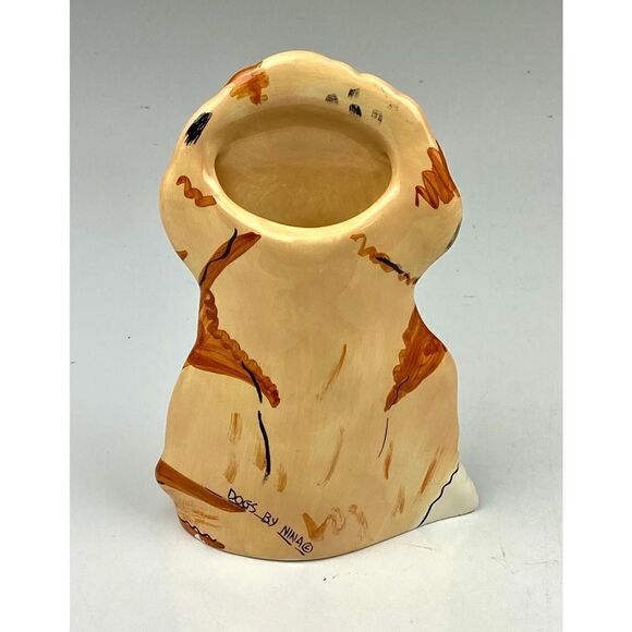 Dogs By Nina Vase Planter Beagle Puppy Beautiful Condition Nina Lyman Tan 8in CN - Picture 5 of 6
